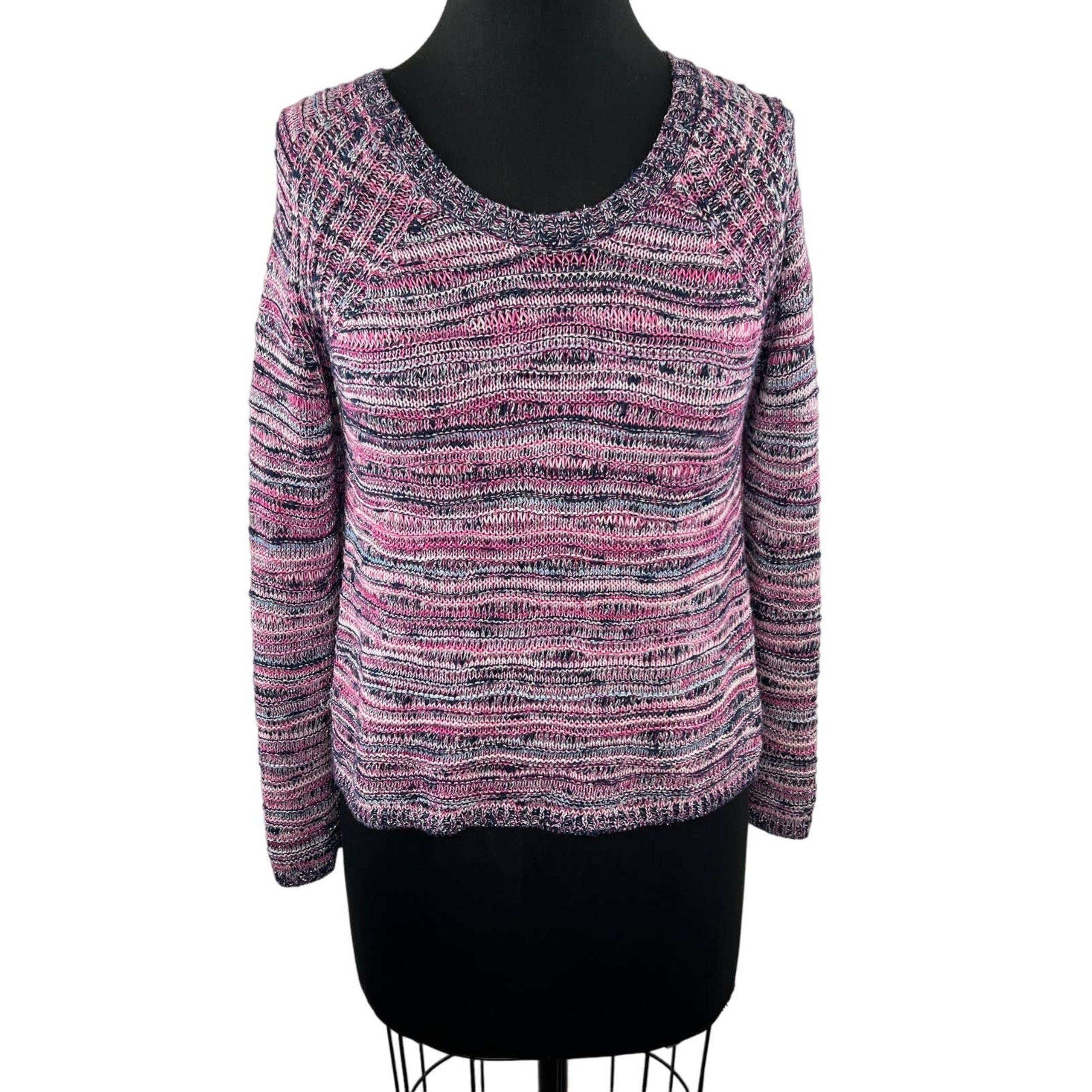 MAJE Mirabella Lurex Ribbed Sweater Pink Purple Knit Metallic Scoop Neck 1 Small