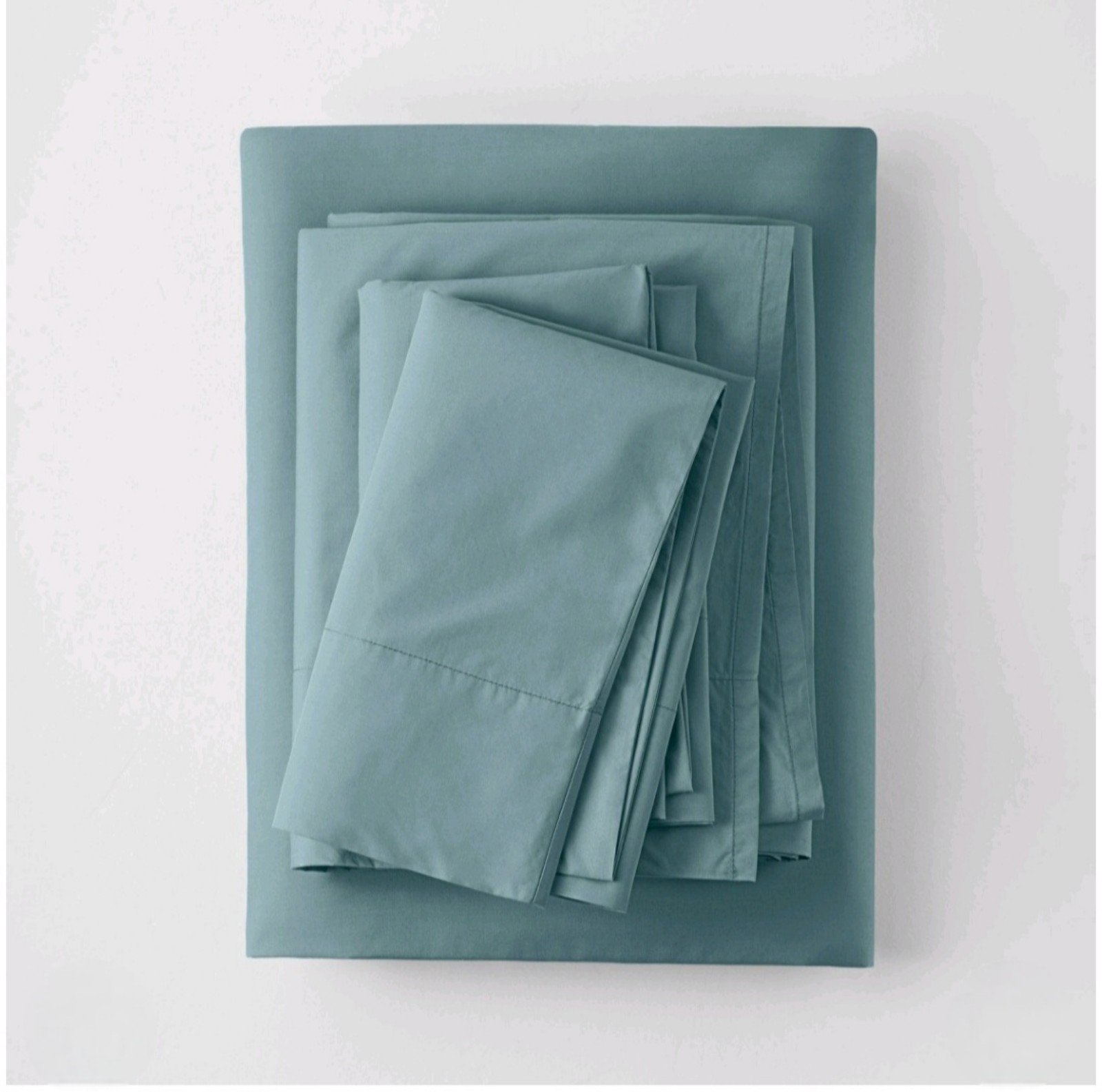 Casaluna Full Washed Supima Percale Solid Sheet Set Light teal