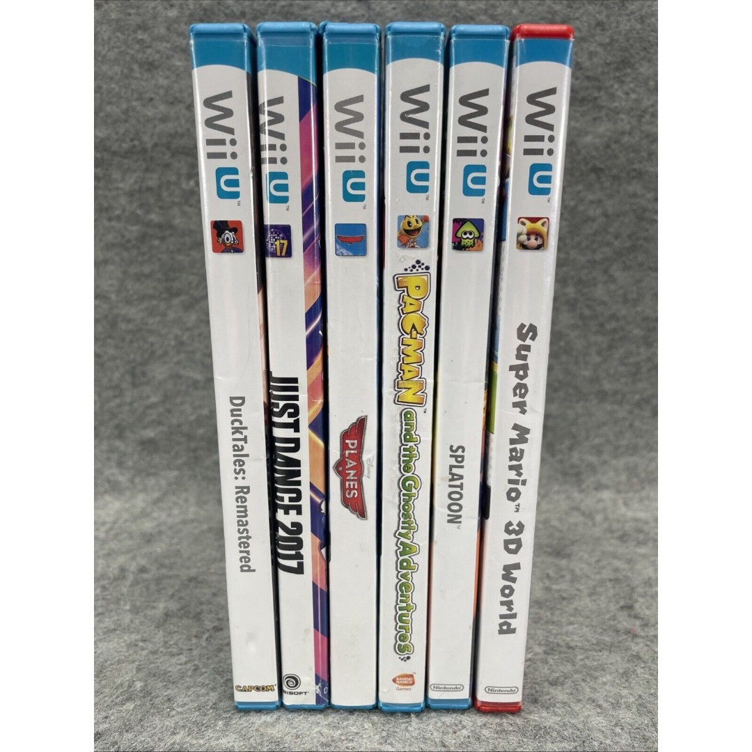 Lot of 6 Nintendo Wii U Games Sup Mario 3D Duck Tales, Pac Man, Splatoon, Planes