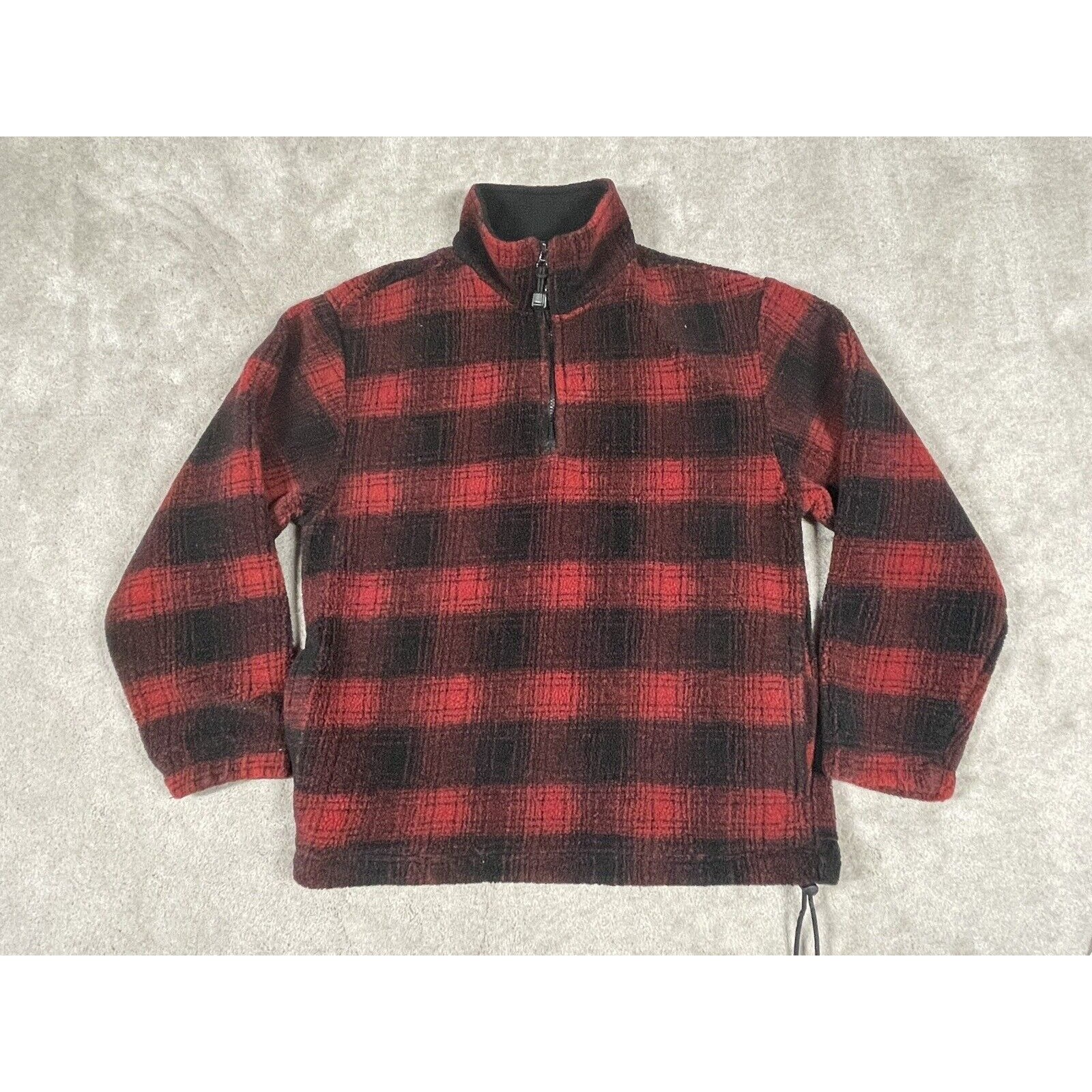 Gap Pullover Plaid Pile Fleece XS Red Hunting Lumberjack 1/4 Zip VTG