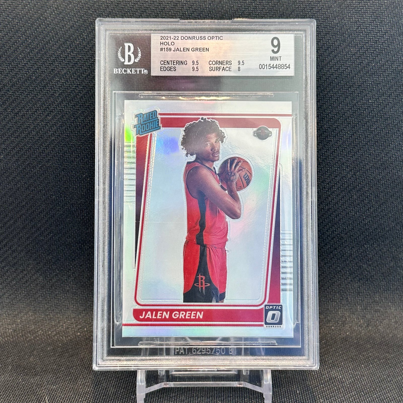 2021-22 DONRUSS OPTIC RATED ROOKIE SILVER HOLO JALEN GREEN BECKETT 9 mint Rocket