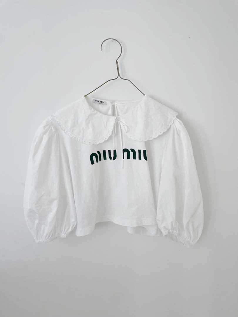 Miumiu Frill Collar Cutout Top Blouse