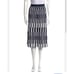 NWT Tory Burch/ Sport Navy A-Line Pleated Navy Blue & White Skirt Size XL 298