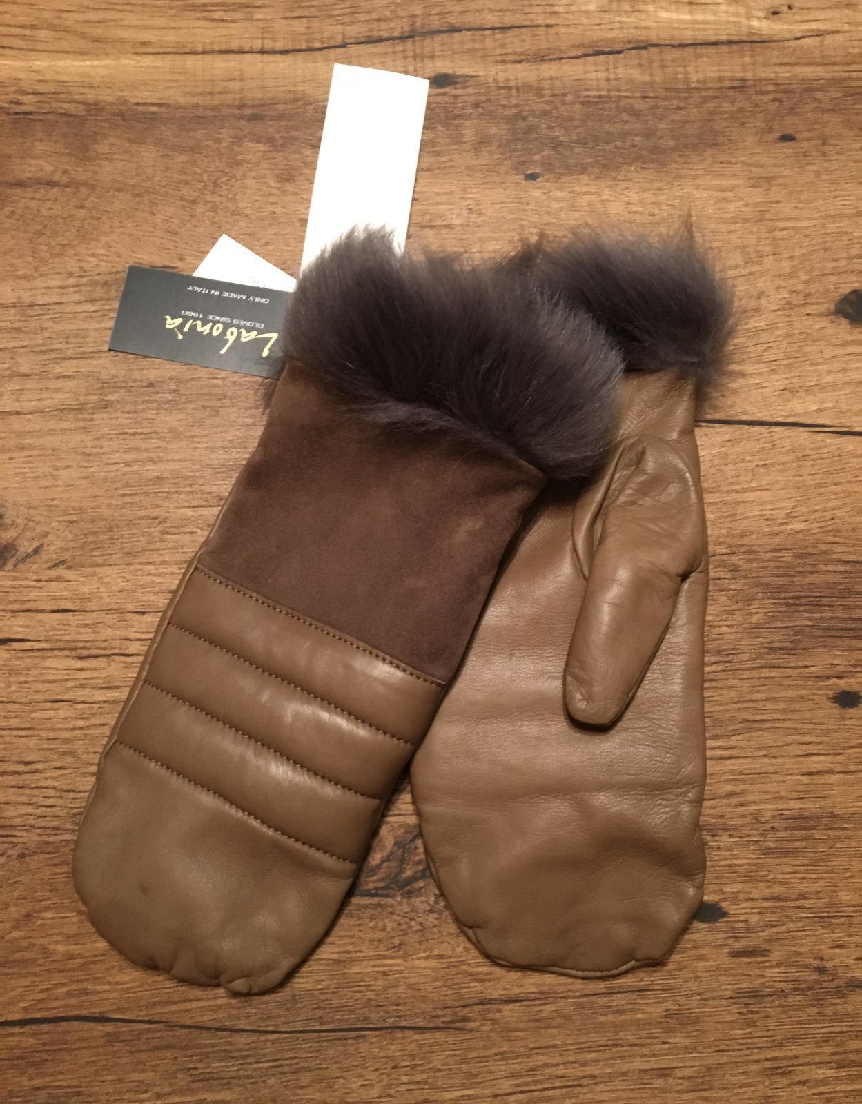 LABONIA'S Leather Shearling Wool Mittens