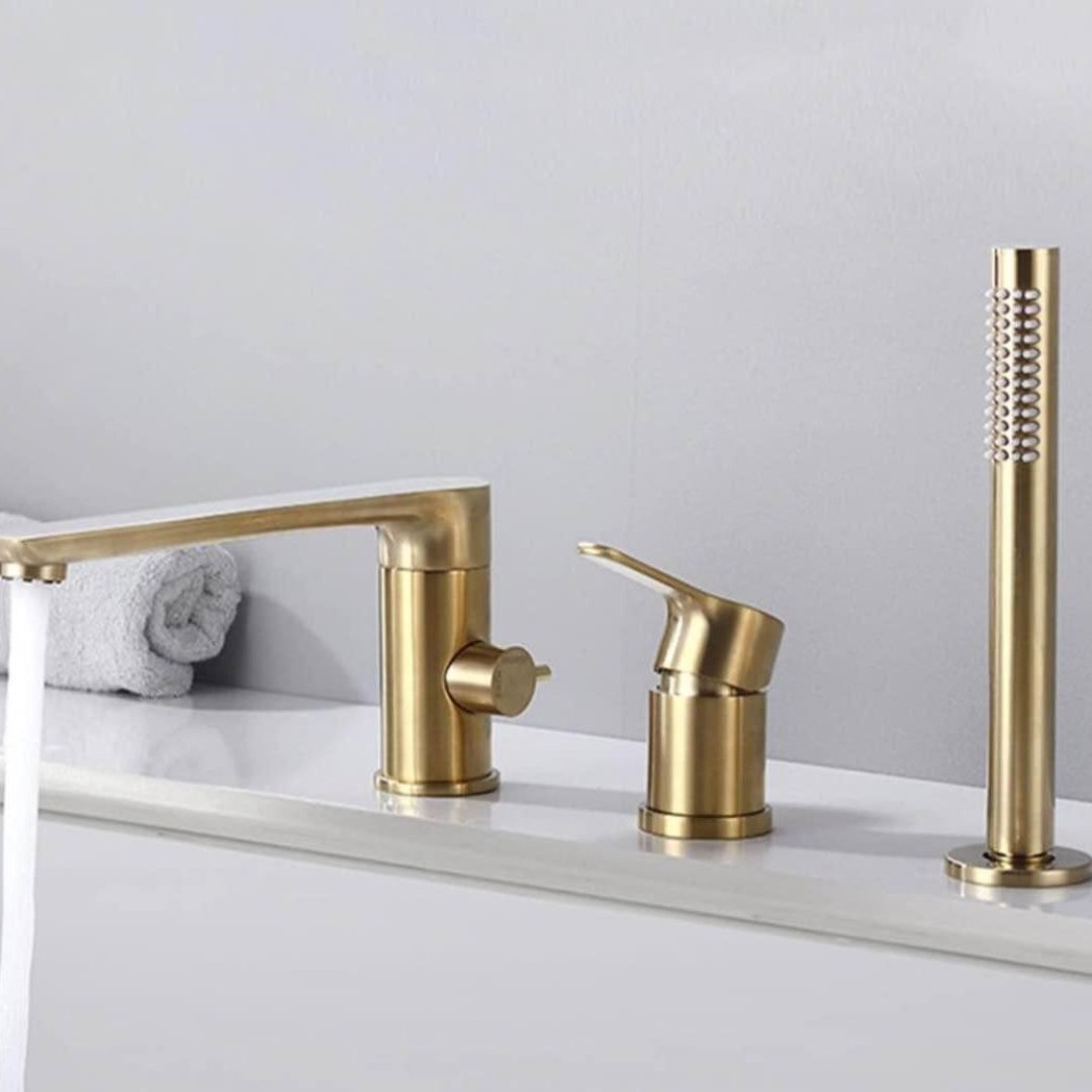 Brushed Gold Bath Faucet & Wand