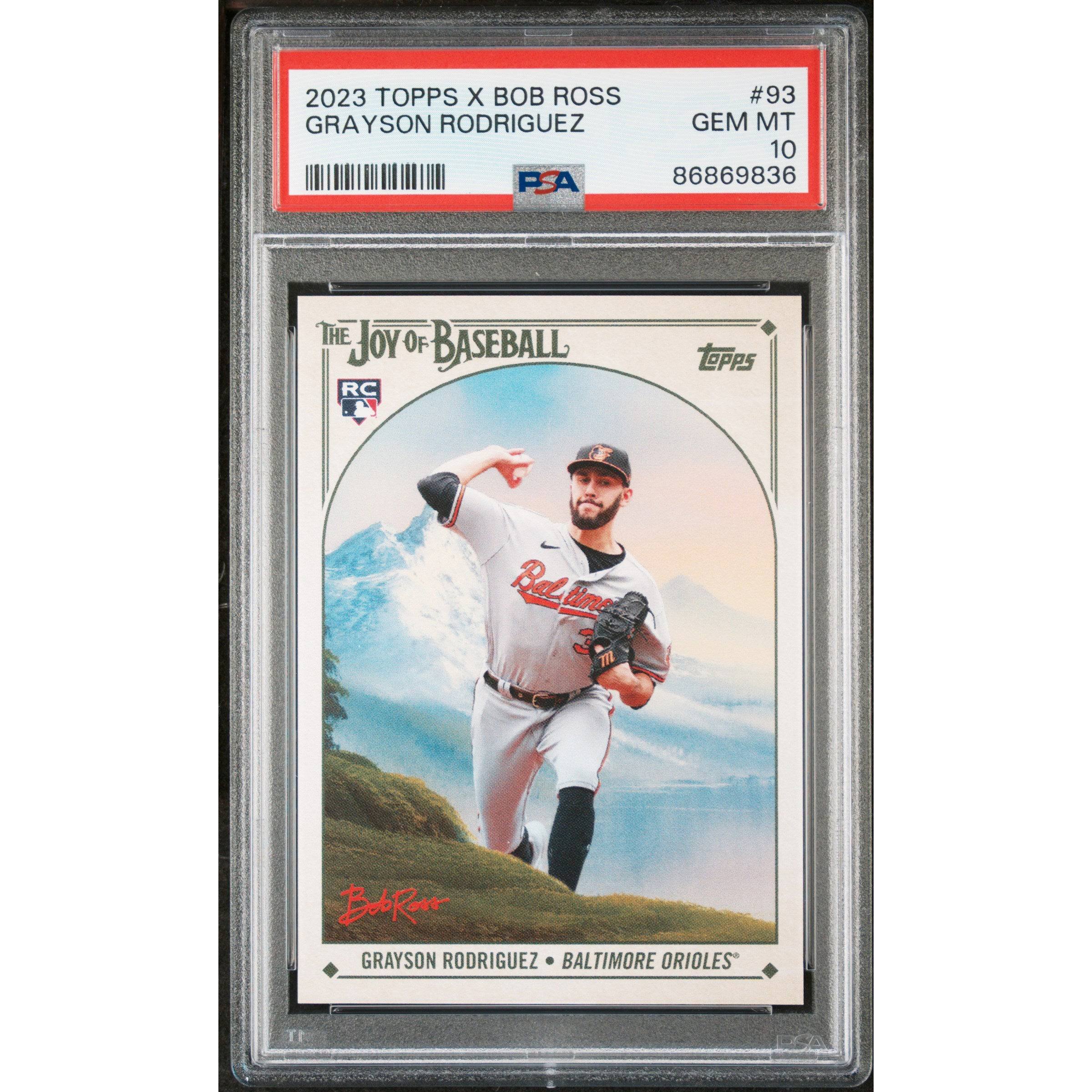 Graded 2023 Topps X Bob Ross Grayson Rodriguez #93 Rookie Card PSA 10
