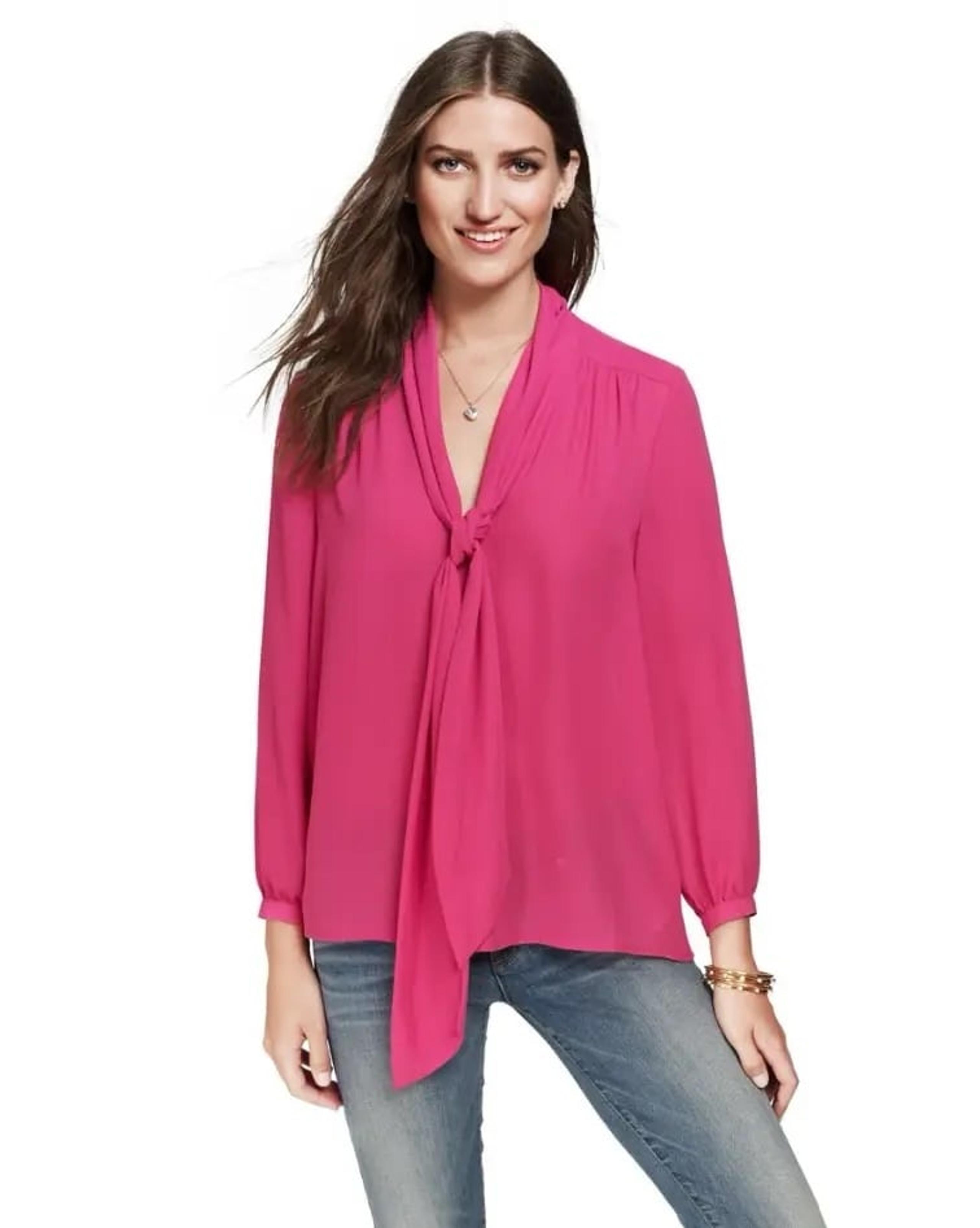 Juicy Couture Neck Tie Blouse - Small - Hot Pink Rose colored