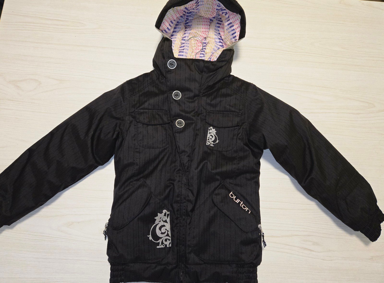 Burton Girls Black snowboarding Jacket sz S 5/6