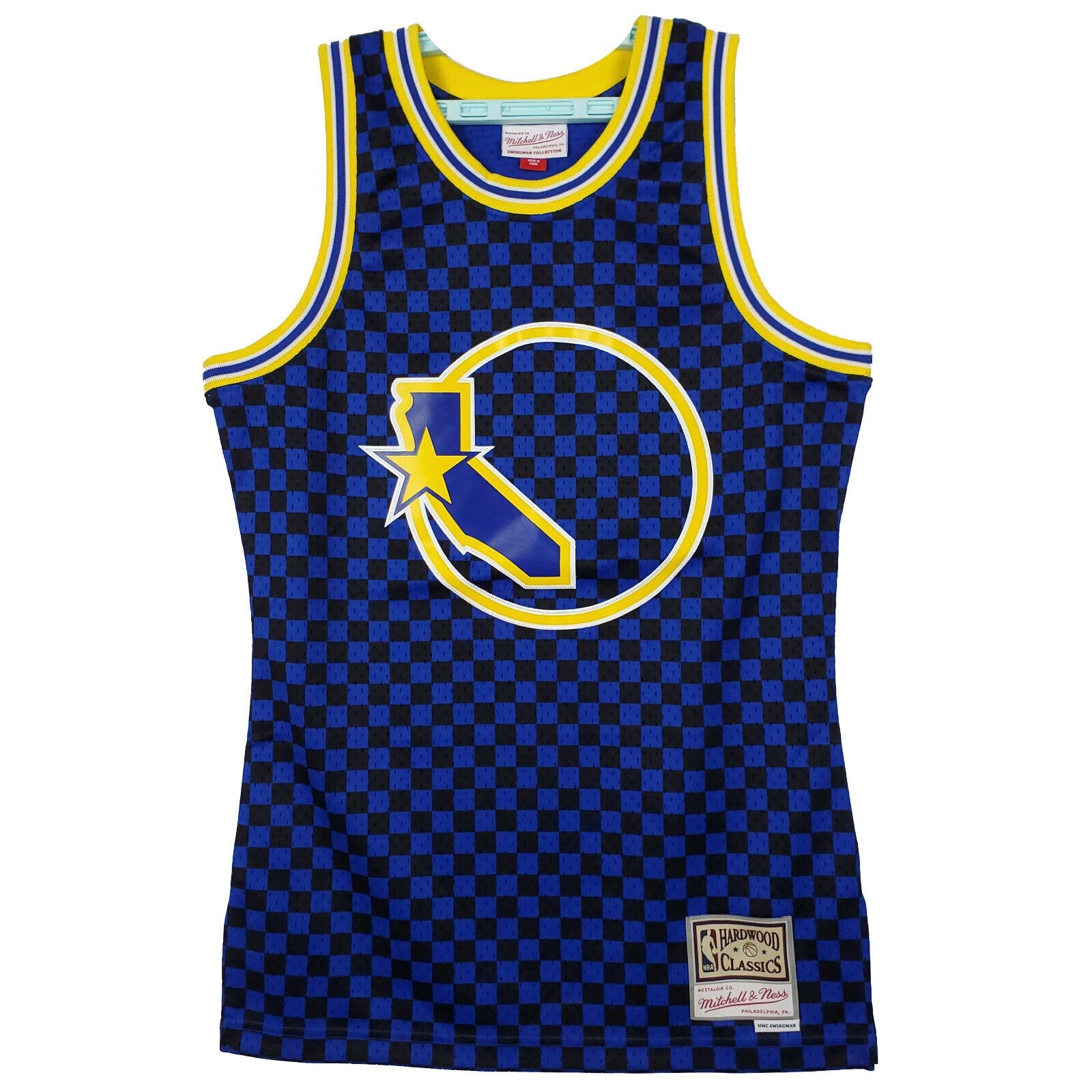 Golden State Warriors Mitchell & Ness NBA Small Jersey Blue Black Checkered New