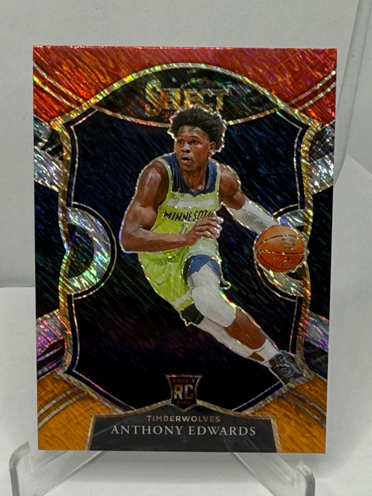 Anthony Edwards Panini Select Rookie Shimmer Tri color Timberwolves 2020 RC