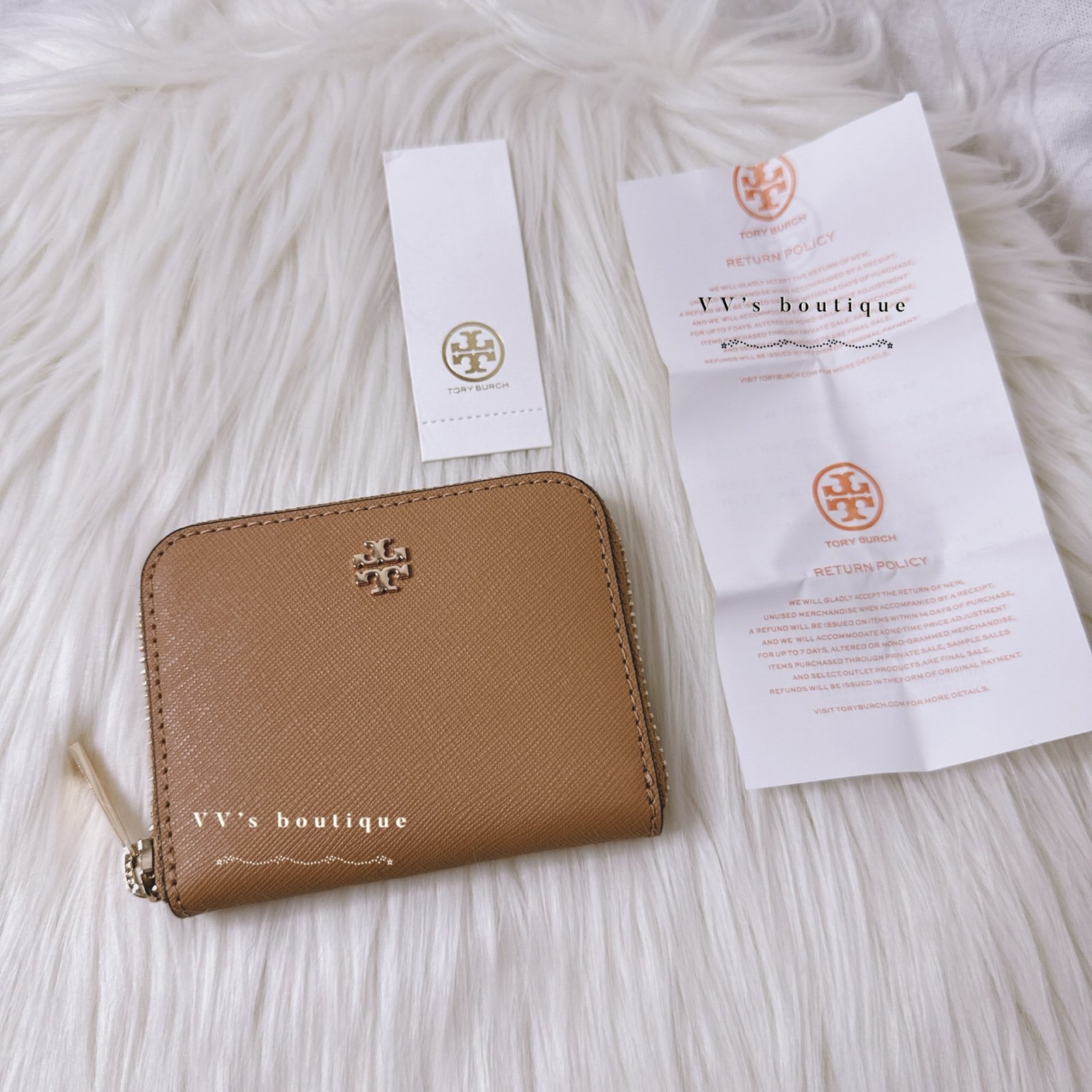 NWT Tory Burch Emerson Zip Coin Case Card Holder Cardamon Brown 80125 Leather