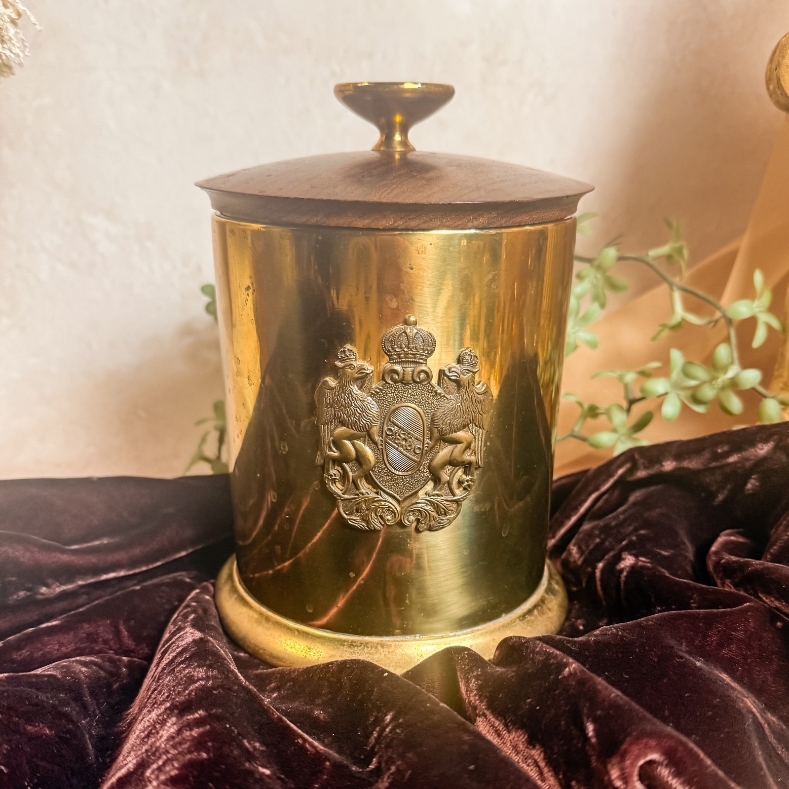 Brass Humidor with Crest