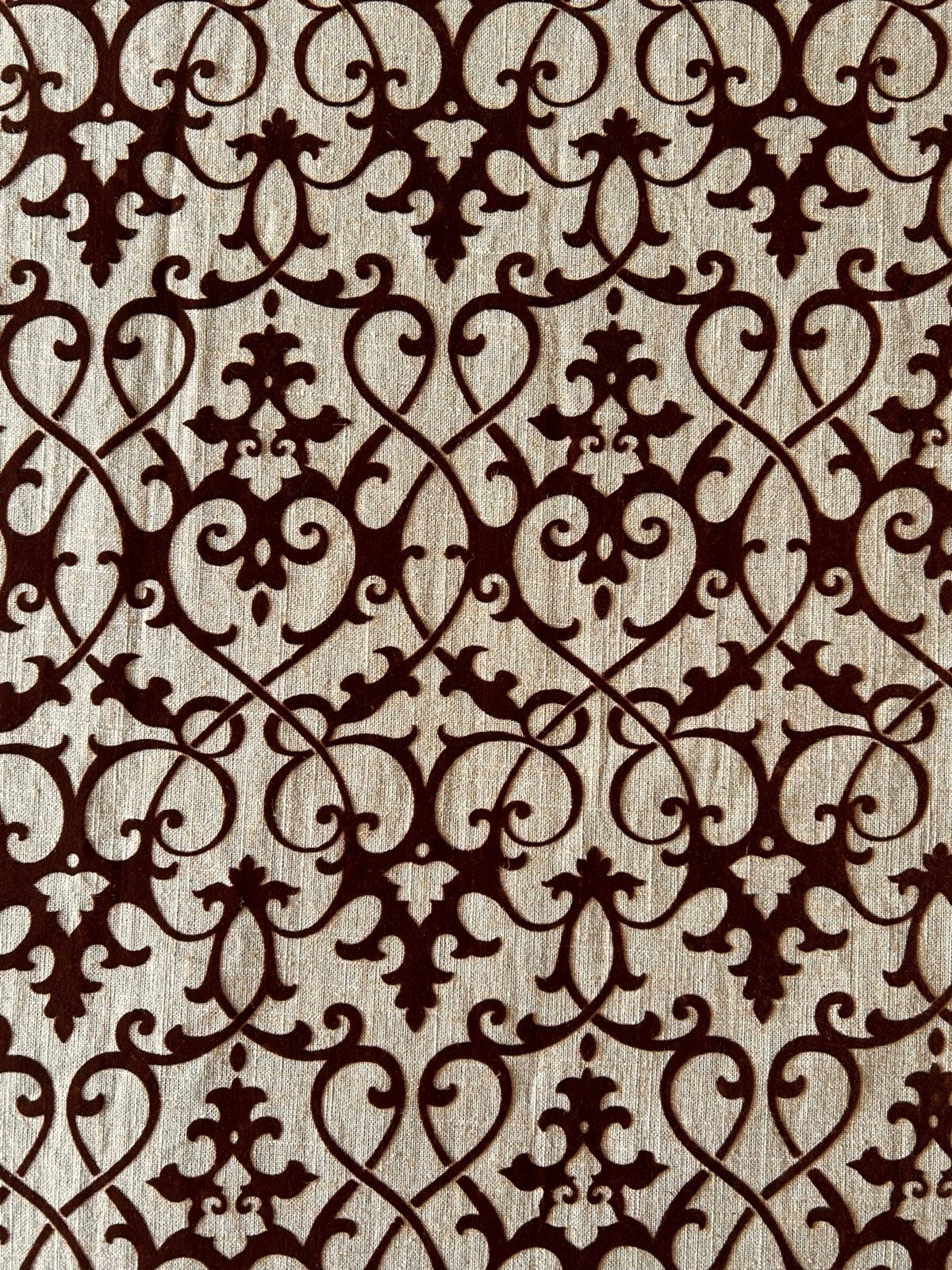 Custom Drapery Panels 102”L Khaki Linen Blend? With Brown Velvet Design Pair