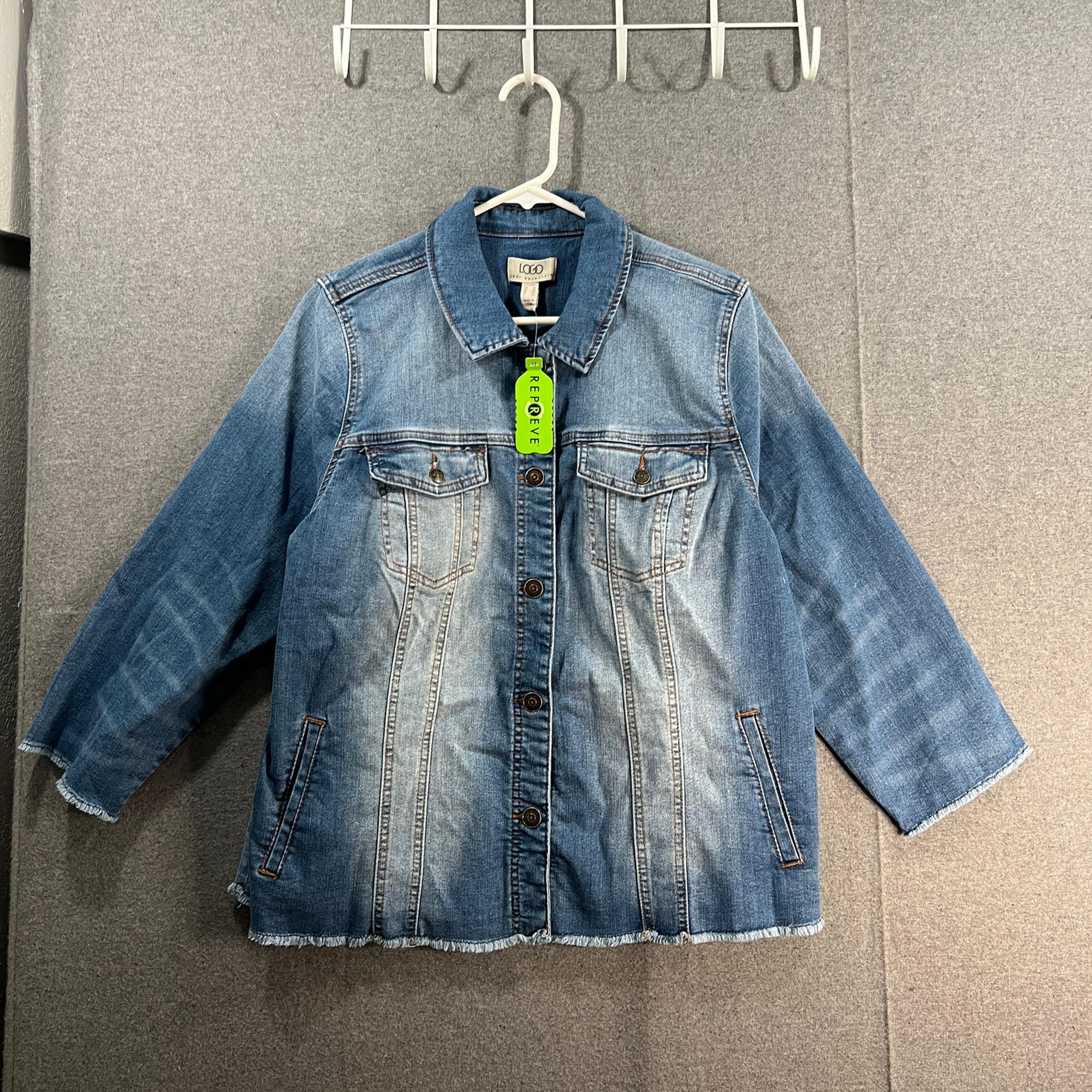 LOGO by Lori Goldstein Jeans Jacket Womens Size 16 Blue Denim