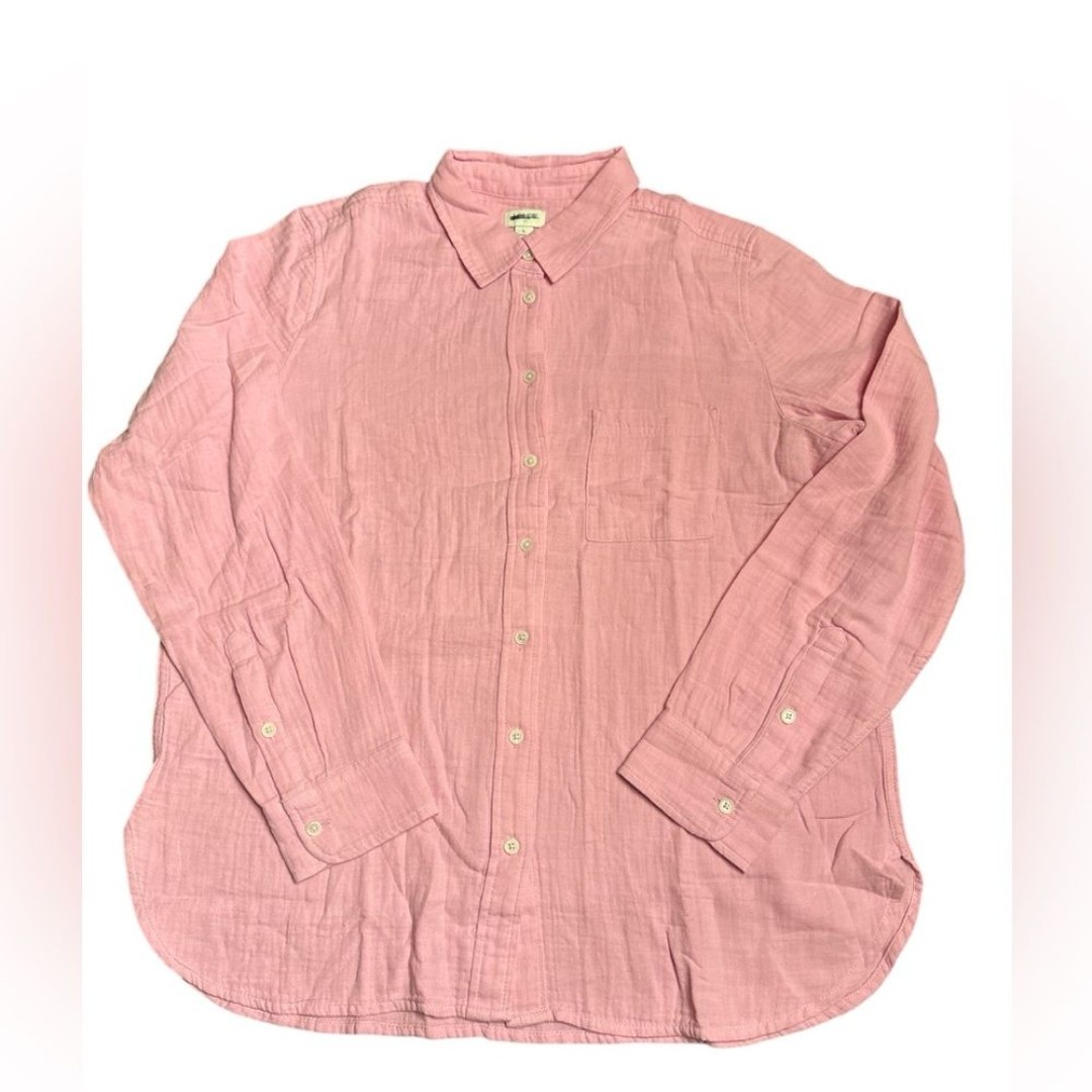 J Crew Factory Gauze button-up shirt pink women’s Size L NWT