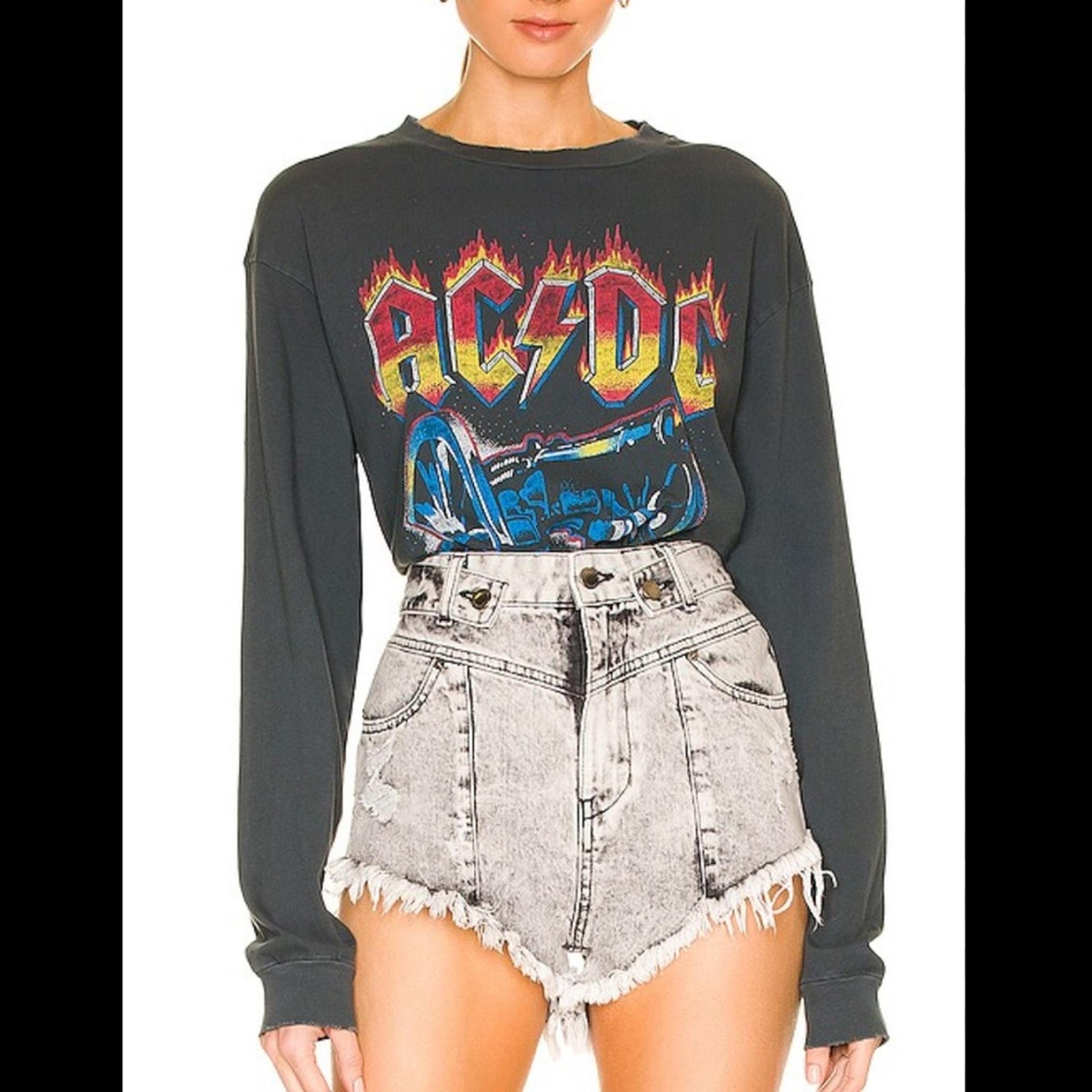 Daydreamer AC/DC For Those About to Rock Long Sleeve Top in Vintage Black Small