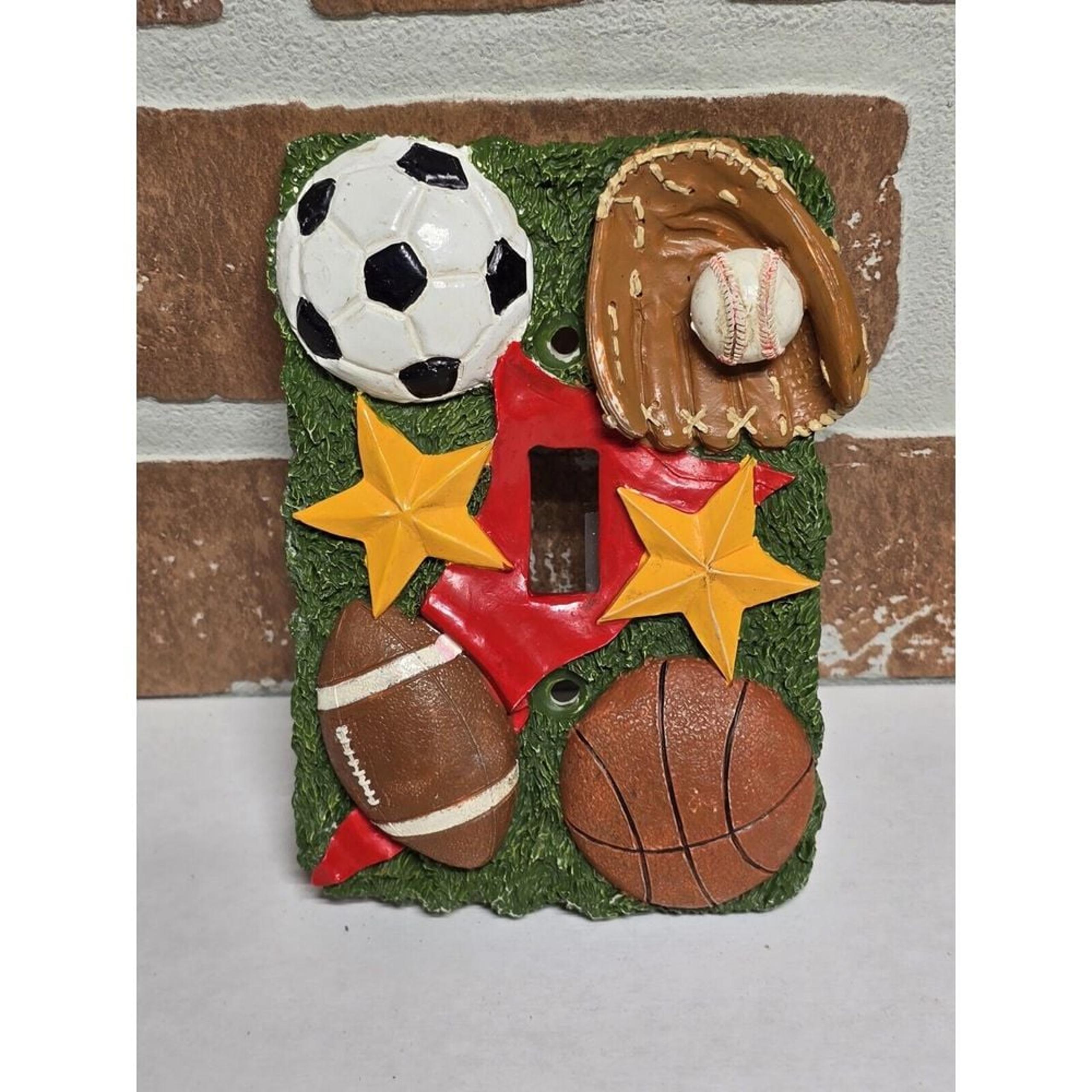 Football Soccer Baseball All-Star Switch Plate Cover Single Toggle Resin