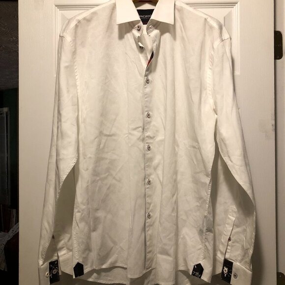 maceoo men's white cotton casual shirt size: 2XL