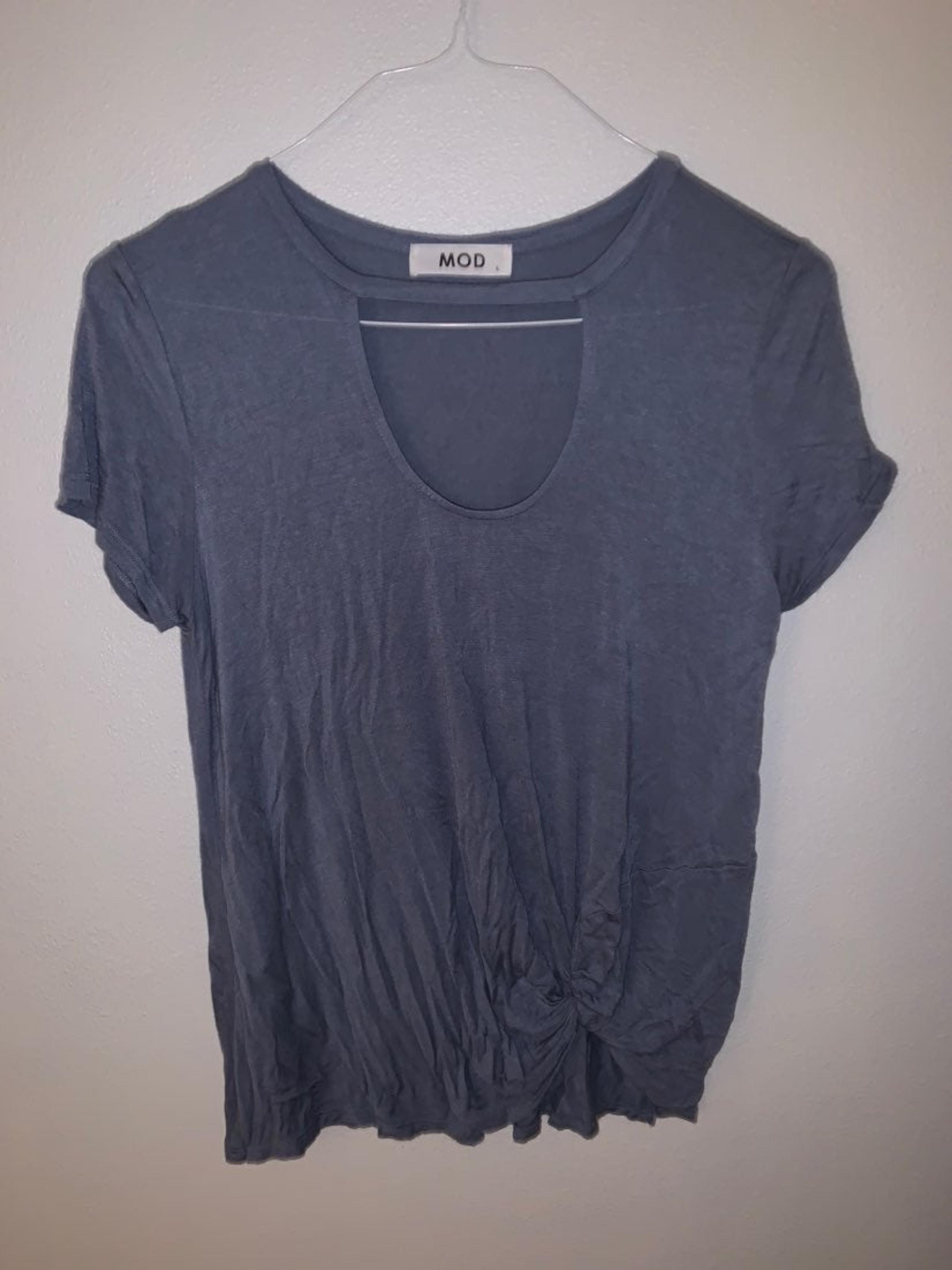 MOD Blue Top with Opening & Knot-LG