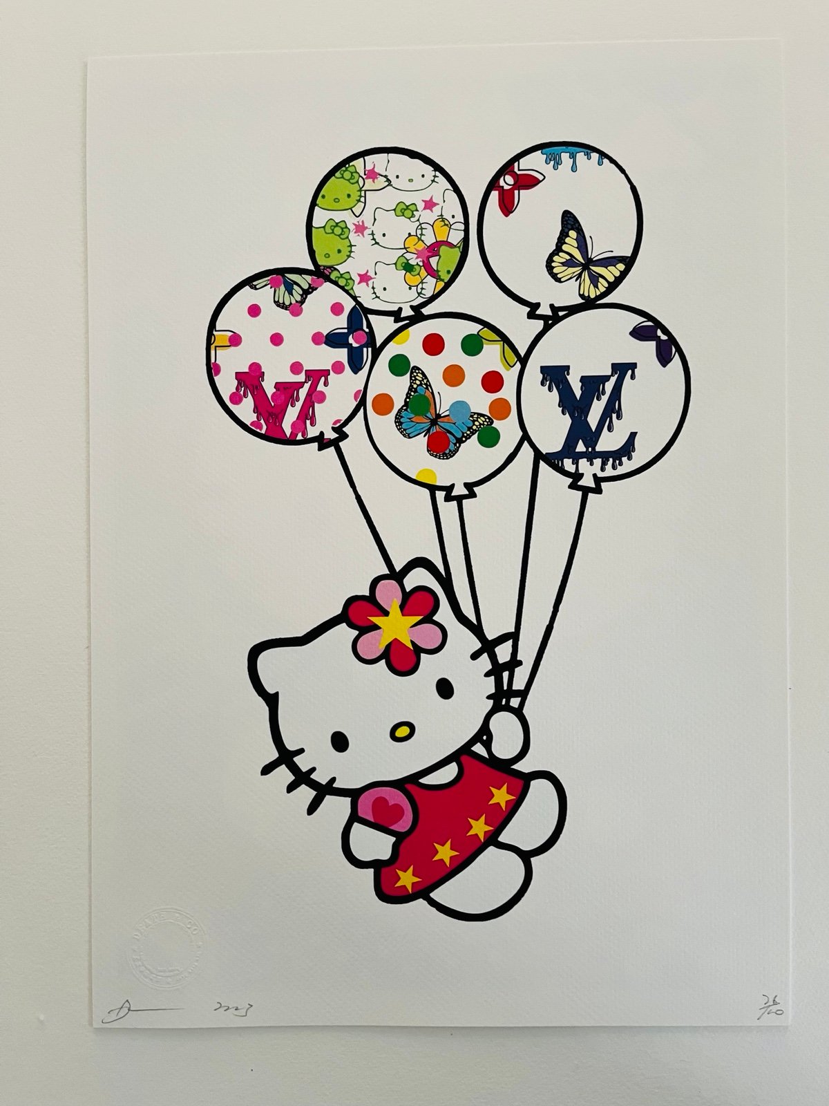 Hello Kitty, DEATHNYC Hand Signed Street Art Print Limited Edition w/COA