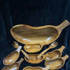 Vintage monkey pod 10pc serving set