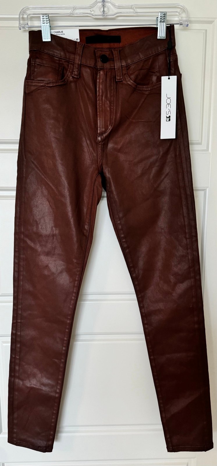Joes Jeans The Charlie High Rise Skinny Ankle Coated Faux Leather NWT Women's 24