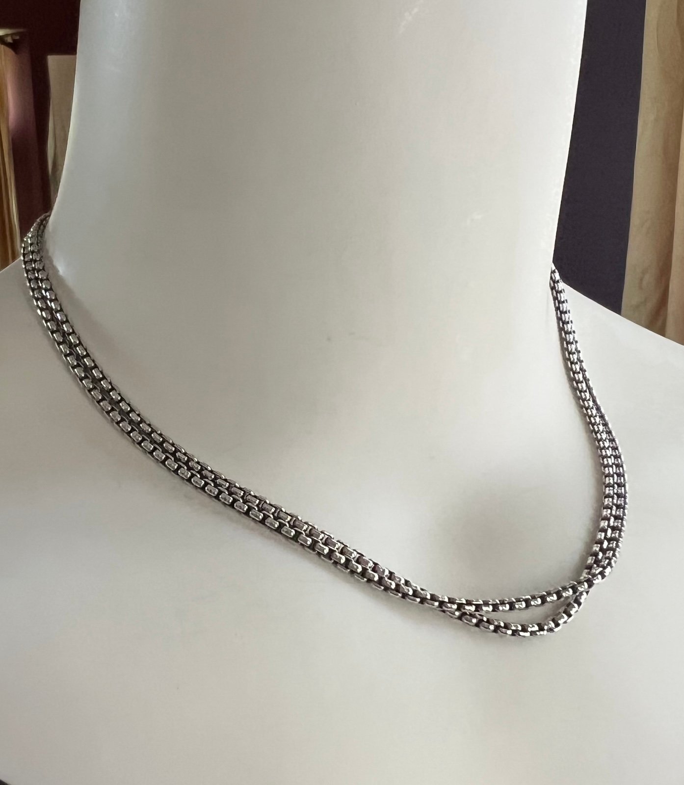 David Yurman 32” Sterling Silver Box Chain Necklace 14k Hangtag 2.7mm Wide