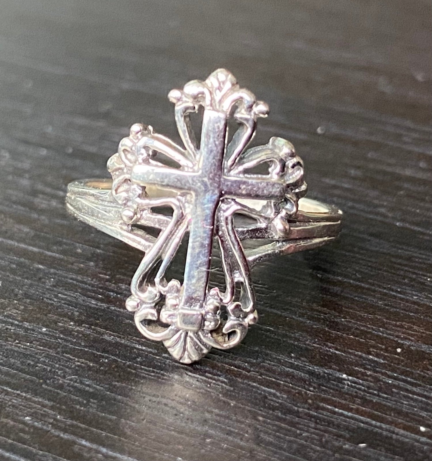 Real Vintage Gothic Cross Ring Band Chrome Hearts Style