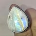 FIERY RAINBOW MOONSTONE LARGE TEARDROP STONE RING SIZE 6 BRAND NEW!