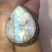 FIERY RAINBOW MOONSTONE LARGE TEARDROP STONE RING SIZE 6 BRAND NEW!