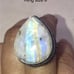 FIERY RAINBOW MOONSTONE LARGE TEARDROP STONE RING SIZE 6 BRAND NEW!