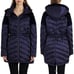 Badgley Mischka Womens XL Mallory Velvet Quilted Nylon Puffer Coat Packable Blue