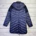 Badgley Mischka Womens XL Mallory Velvet Quilted Nylon Puffer Coat Packable Blue