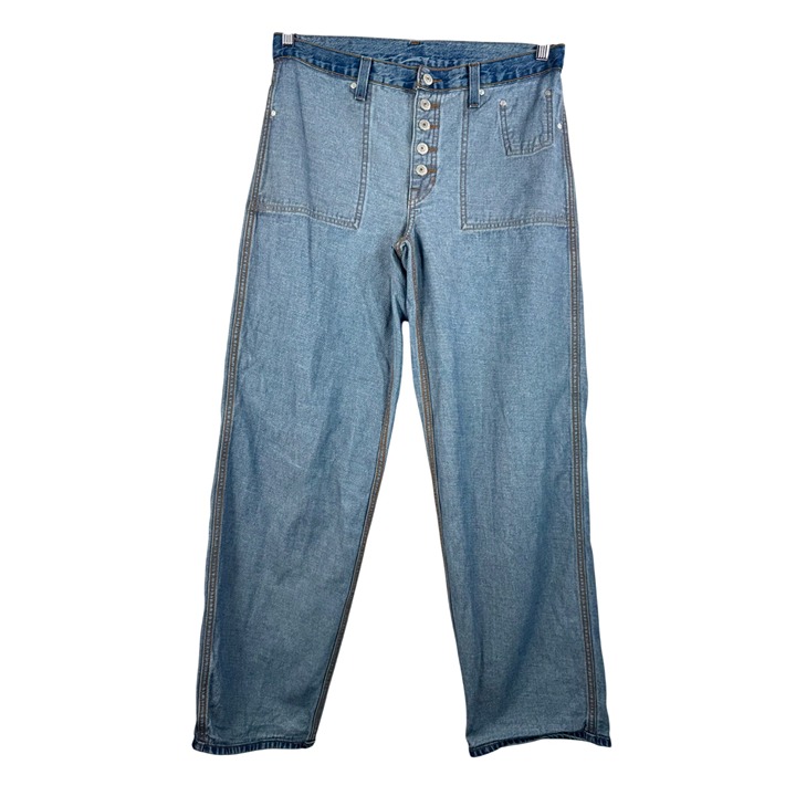 Levis reversible baggy dad jeans snap fly relaxed loose blue sz 28x32