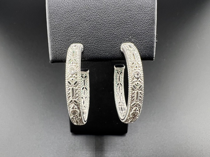JUDITH RIPKA 925 STERLING SILVER 18K YG YELLOW GOLD POST 3/4 HOOP EARRINGS