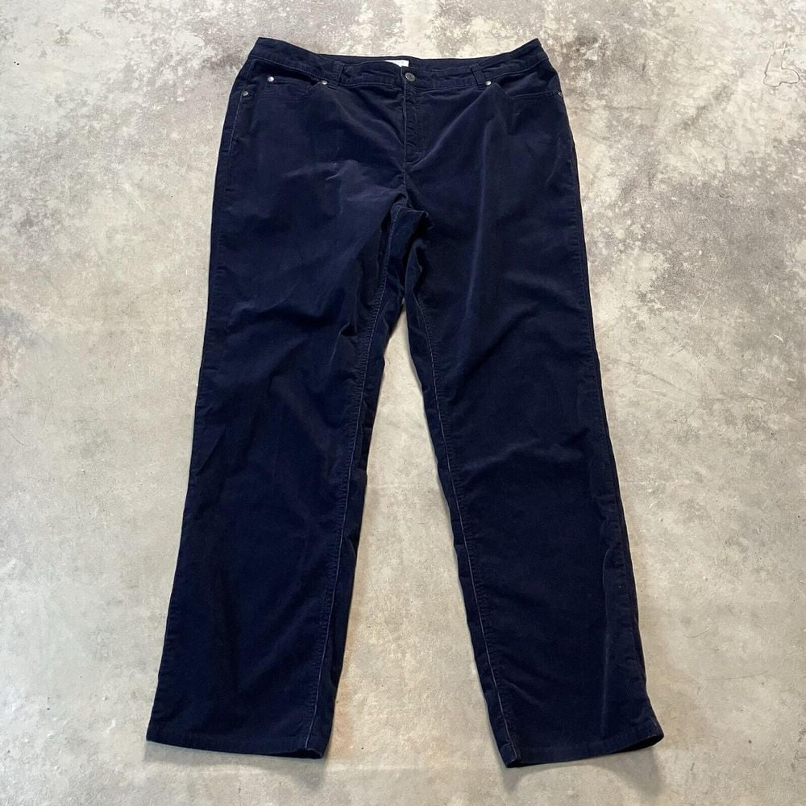Charter Club Corduroy Pants Womens 16Short Navy Blue Mid Rise Casual