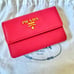 PINK PRADA Saffiano Leather Card Case