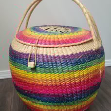 Large Woven Rainbow Basket