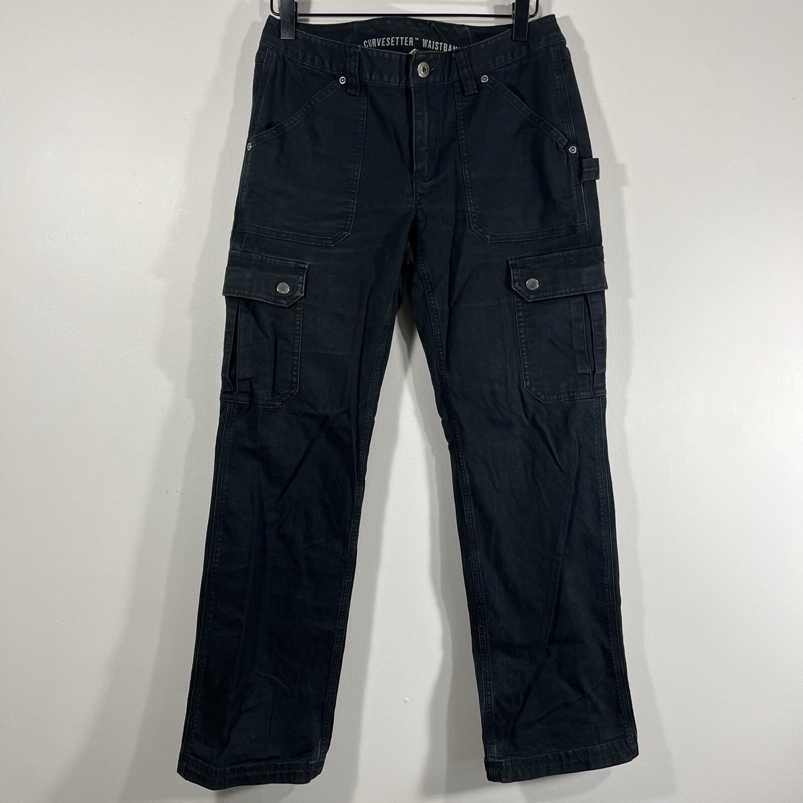 Duluth Trading Curvesetter Waistband Black Denim Cargo Pants Women's 4