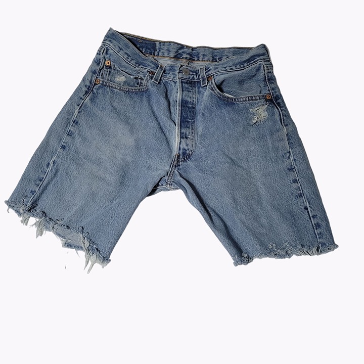 Levis 501 Jean Shorts Mens Size 31 Button Fly Light Wash Denim Cut Offs Jorts