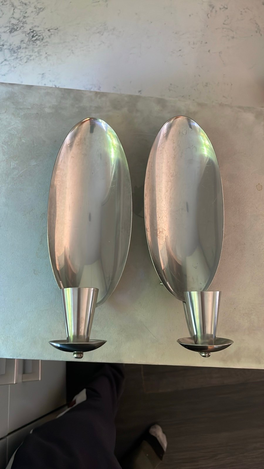 Danish Wall Sconces CandleHolders Pair of 2 Scandinavian Design Original Sticker