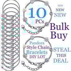 10 Europeon Pandora Style Chain Bracelets Bulk Lot