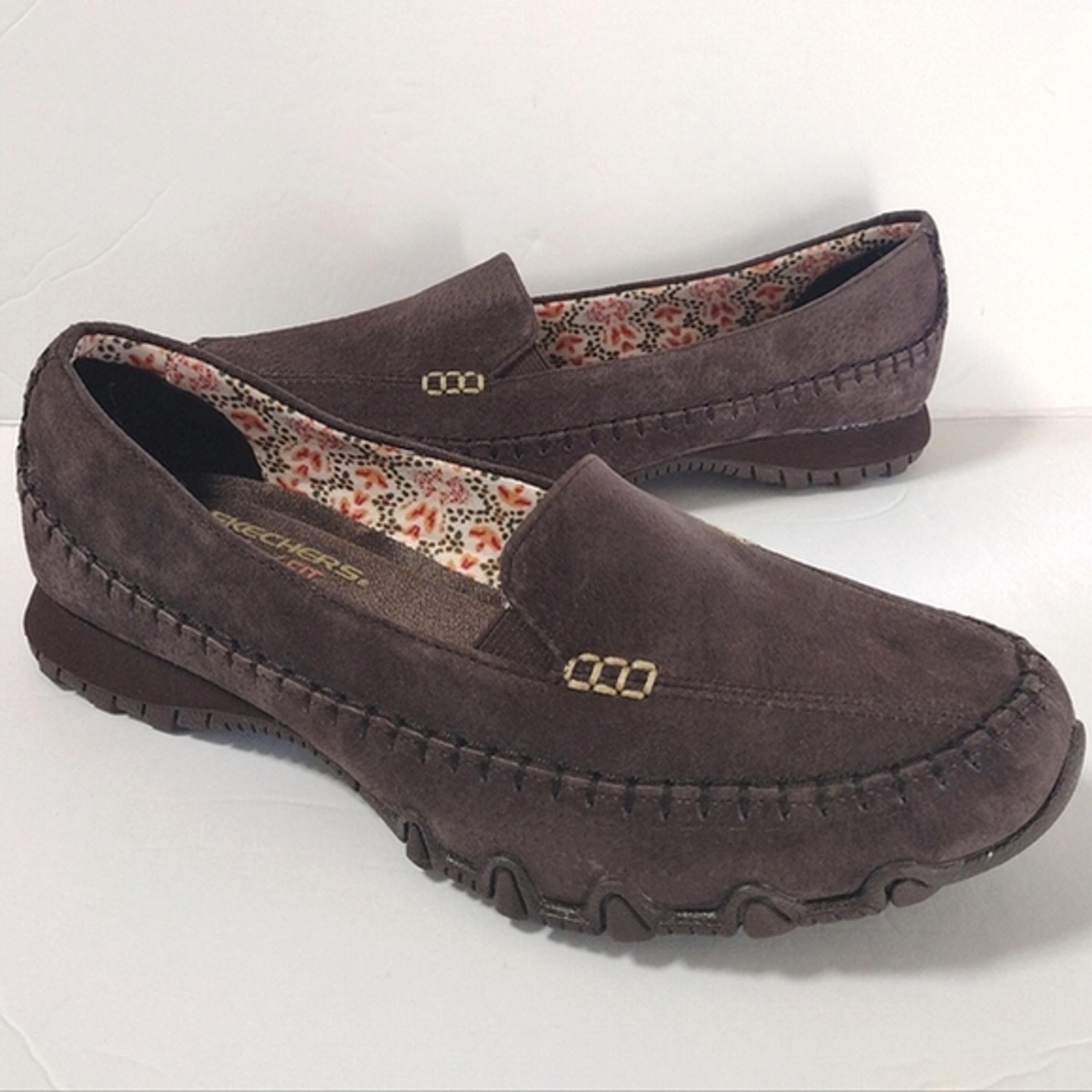 Skechers Women's Relaxed Fit Memory Foam Leather Bikers Walking Slip-On loafers
