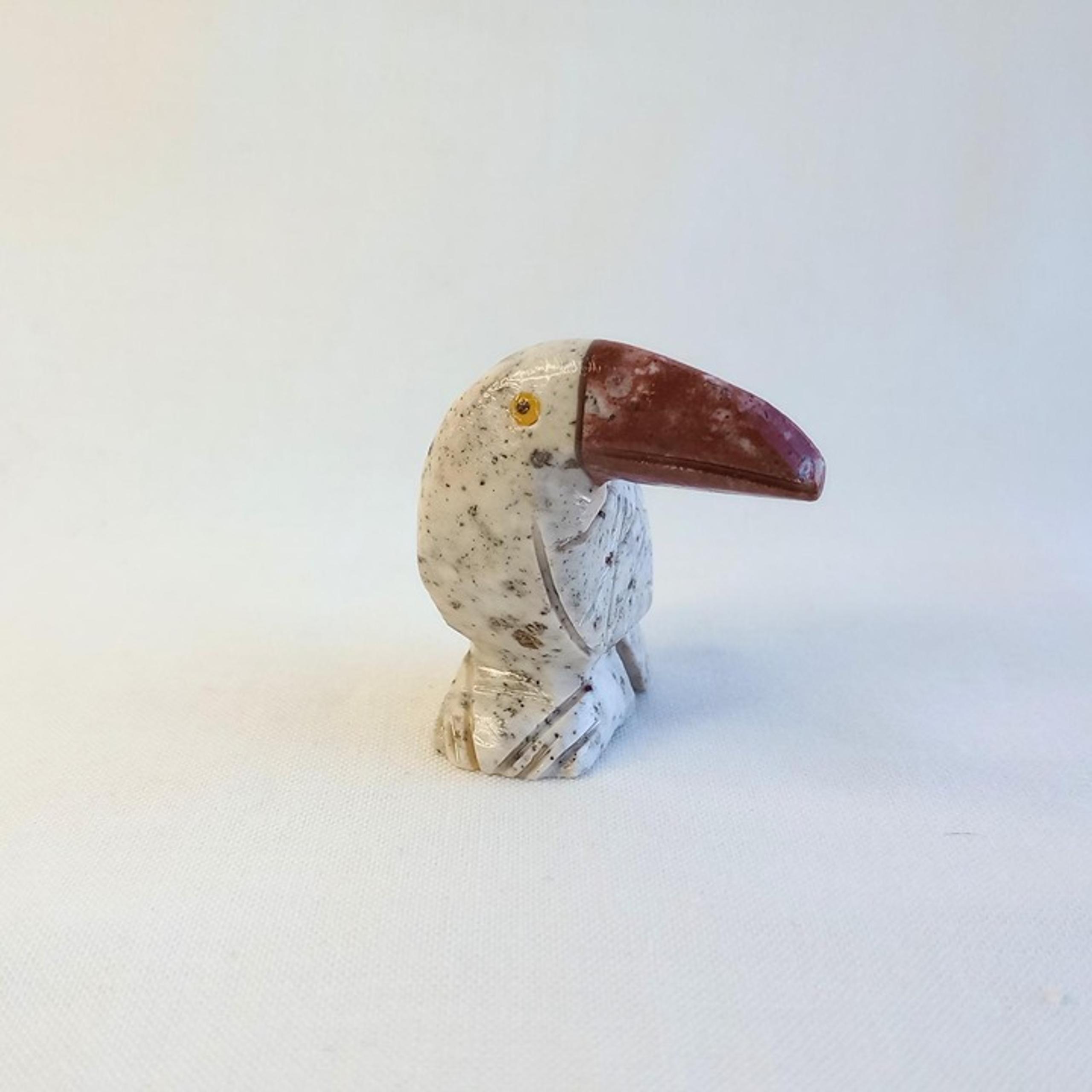 New! Peru Soapstone Mini Carving, Grey & Beige Toucan Bird Ornament Decor #7