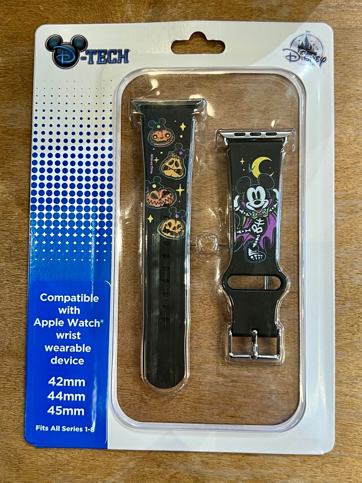 Disney Parks Halloween Mickey Skeleton Pumpkin Apple Watch Band Black 42 44 45mm