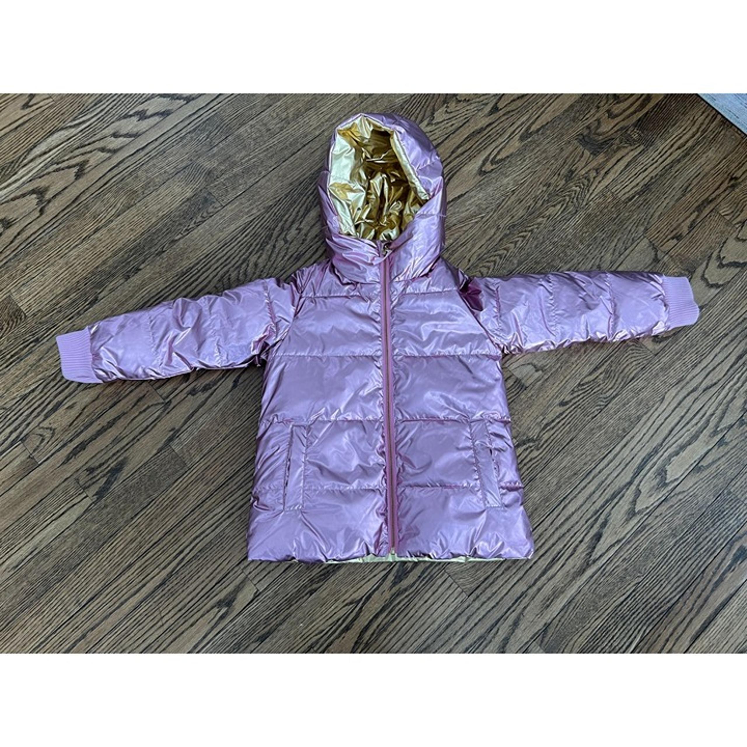 Crewcuts Jcrew Metallic Pink Gold Reversible Winter Coat Jacket Parka