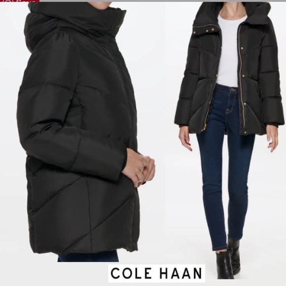 Cole Haan Essential Down Cocoon Jacket Coat NEW size small black