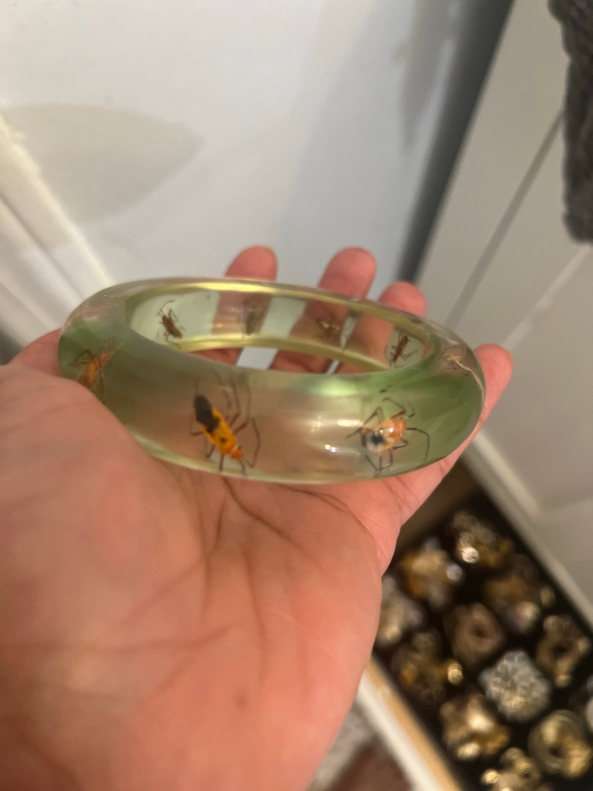 1960 Lucite real scarab bracelet