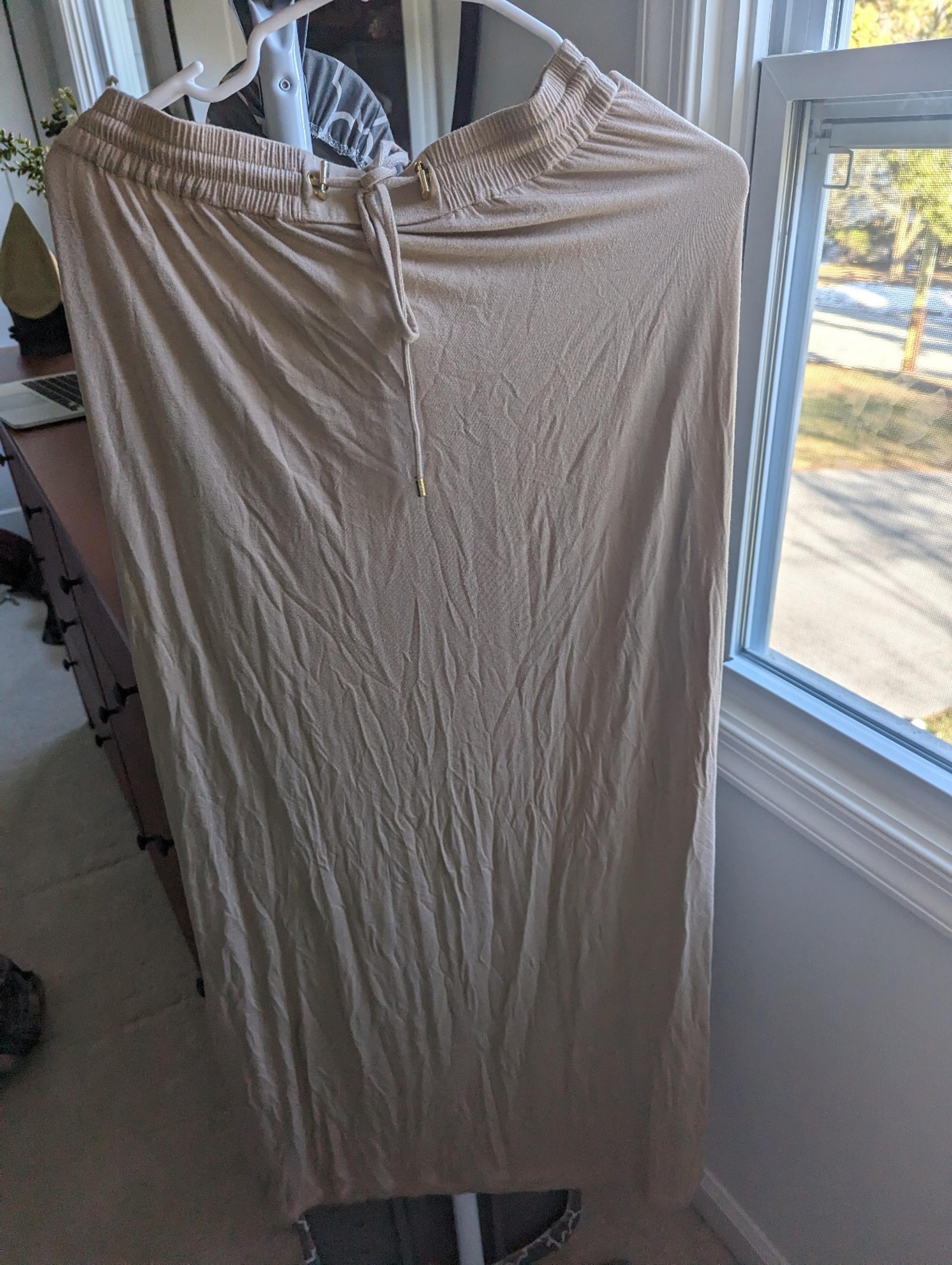 Calvin Klein maxi skirt, nude color with gold hardware
