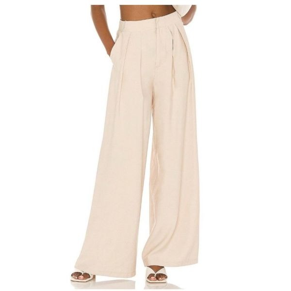 Revolve Sndys tan cream wide leg trouser large